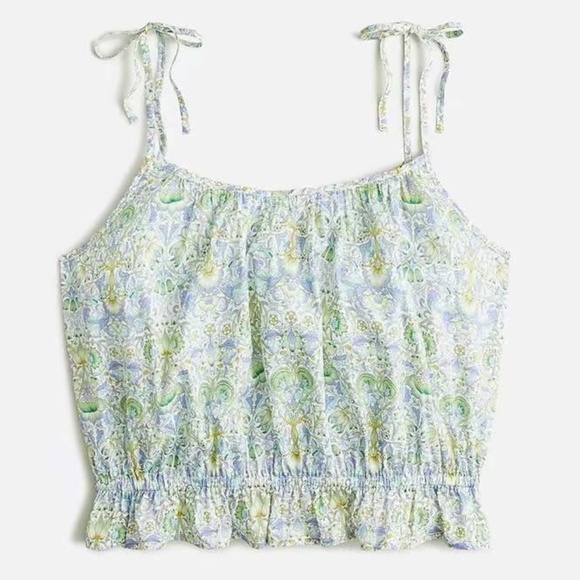 ✨ SALE✨ NWT J.Crew Ruffle Waist Tank Top - Liberty Lodden Fabric - Picture 3 of 8